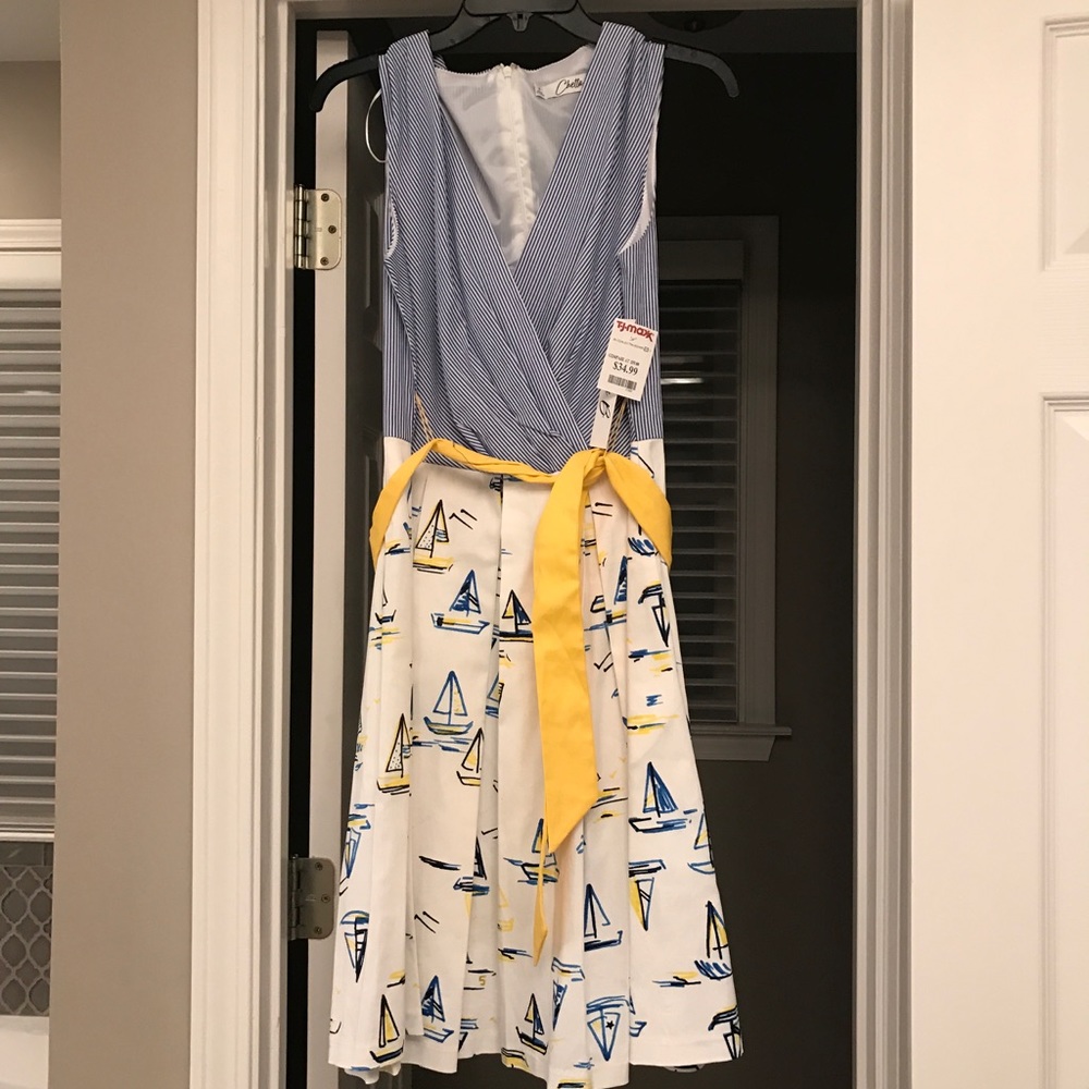Crossbody dress with sailboat print
